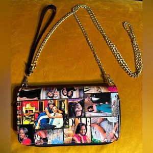 Michelle Obama NWOT wallet wristlet with gold shoulders straps.